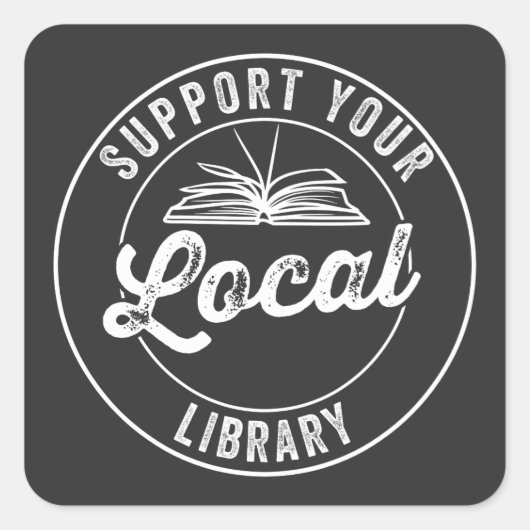 steun uw lokale librarY Vierkante Sticker (Voorkant)