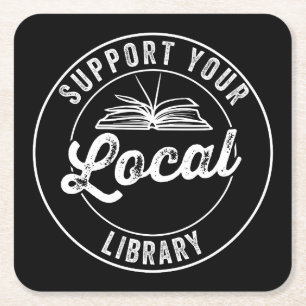 Steun Uw Lokale Magnet van de Bibliotheek Kartonnen Onderzetters