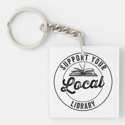 Steun Uw Lokale Magnet van de Bibliotheek Sleutelhanger (voorkant)