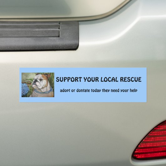 STEUN UW LOKALE RESCUE, adopteer of dontat... Bumpersticker (Op auto)