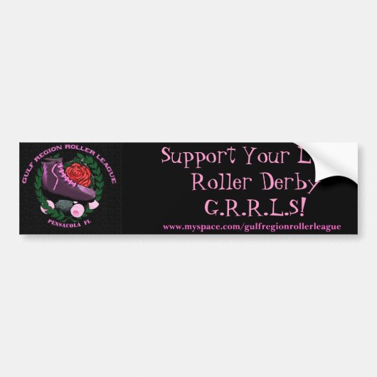 Steun Uw Lokale Roller Derby Bumpersticker (Voorkant)