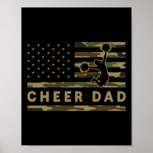 Steun vader camouflage Amerikaanse vlag cheerleade Poster