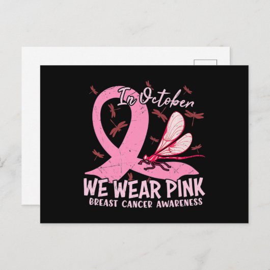 Steun voor borstkanker in oktober Draag we Briefkaart (Voorkant / Achterkant)