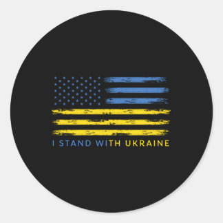 Steun voor de Amerikaanse Oekraïense vlag die ik b Ronde Sticker
