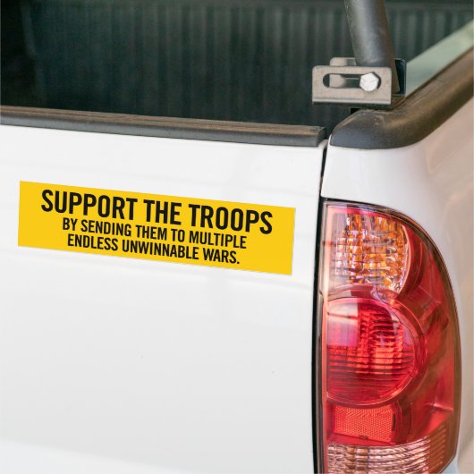 Steun voor de Bumpersticker van de Troops Sarcasm (Op Truck)