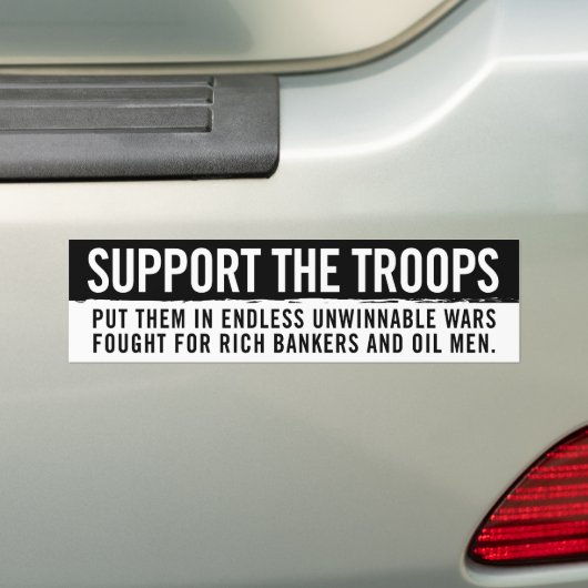 Steun voor de Bumpersticker van de Troops Sarcasm (Op auto)
