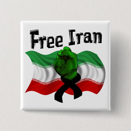 Steun voor de Groene Golf, Vrije Iran Vierkante Button 5,1 Cm (Voorkant)
