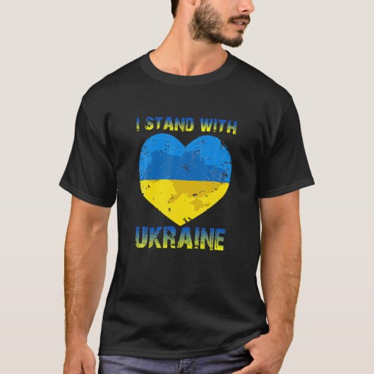 Steun voor de Oekraïense vlag die ik bij Oekraïne  T-shirt (Voorkant)