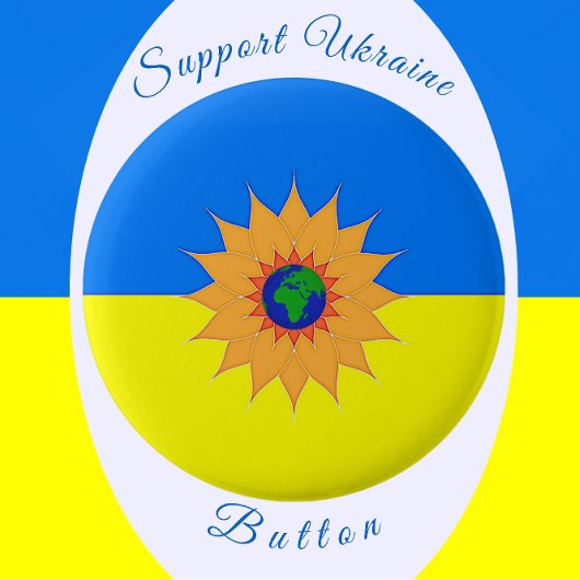 Steun voor de Oekraïense vlag en zonnebloem Ronde Button 5,7 Cm