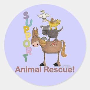 Steun voor dierenredding ronde sticker