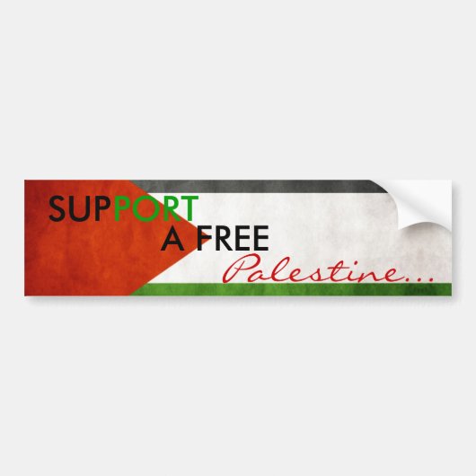 Steun voor een vrije Palestijnse Bumpersticker (Voorkant)