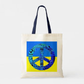 Steun voor het Oekraïense vlaggenblauwe vredesteke Tote Bag (Achterkant)