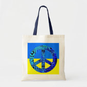 Steun voor het Oekraïense vlaggenblauwe vredesteke Tote Bag (Voorkant)