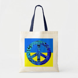 Steun voor het Oekraïense vlaggenblauwe vredesteke Tote Bag