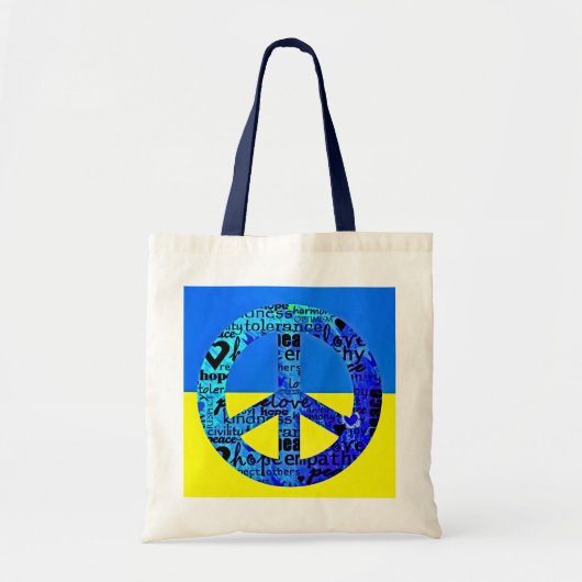 Steun voor het Oekraïense vlaggenblauwe vredesteke Tote Bag (Voorkant)