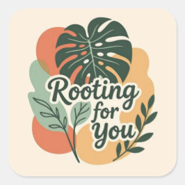 Steun voor jou Schattige Groene Planten Vierkante Sticker