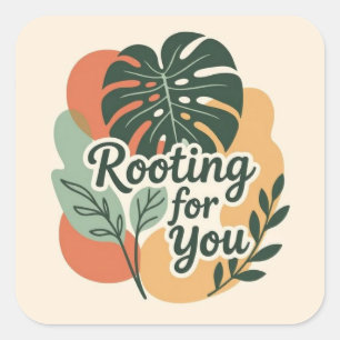 Steun voor jou Schattige Groene Planten Vierkante Sticker