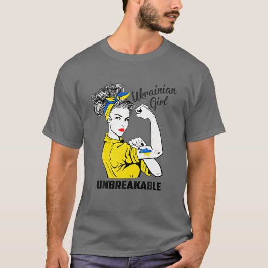 Steun voor Oekraïens meisje onbreekbaar sterk Oekr T-shirt (Voorkant)