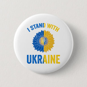 Steun voor Oekraïne Sunflower Ukraine Flag Heart Ronde Button 5,7 Cm