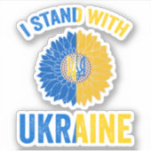 Steun voor Oekraïne Sunflower Ukraine Flag Heart Sticker (Voorkant)