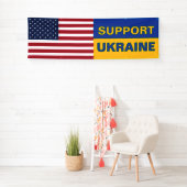 Steun voor Oekraïne Verenigde Staten American Flag Spandoek (Insitu)
