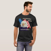 Steun voor onze militaire troepen Amerikaanse vlag T-shirt (Voorkant volledig)