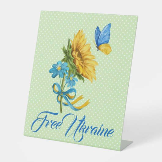 Steun voor Sunflower & Butterfly Ukraine Reclamebord Met Voetstuk (Voorkant)