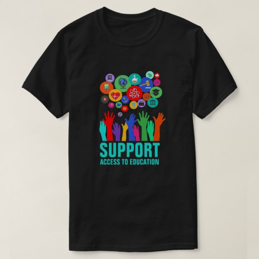 "Steun voor toegang tot onderwijs" Onderwijshervor T-shirt (Design voorkant)