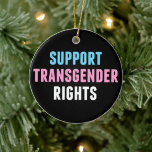Steun voor transgenderrechten tijdens kerst keramisch ornament