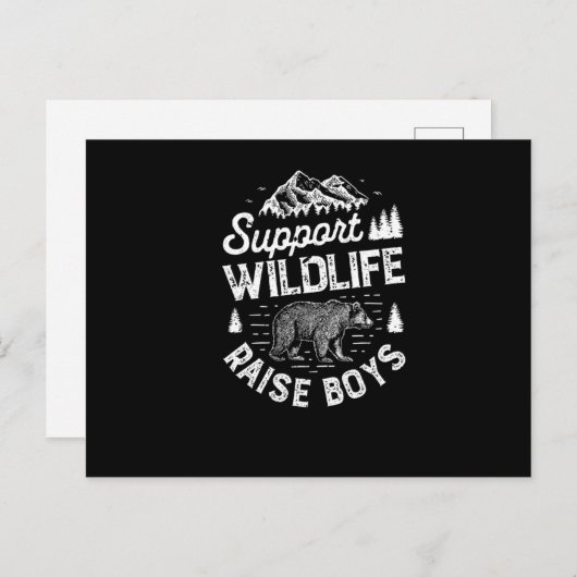 Steun voor Wildlife Raise Boys T shirt mam Pap Moe Aankondigingskaart (Voorkant / Achterkant)