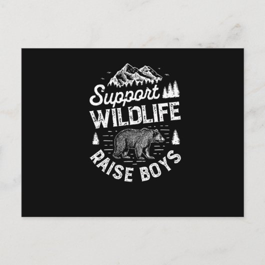 Steun voor Wildlife Raise Boys T shirt mam Pap Moe Aankondigingskaart (Voorkant)
