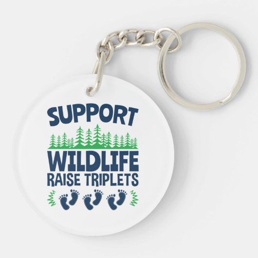 Steun voor Wildlife Raise Triplets Funny Triplet M Sleutelhanger (Achterkant)