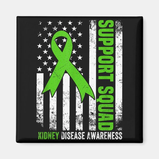 Steunteam Amerikaanse vlag groene lint VS Magneet (Voorkant)