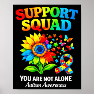 Steunteam autisme bewustzijn lint zonnebloem poster