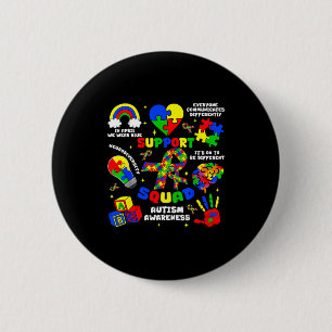 Steunteam autisme bewustzijn puzzelstukken lint ronde button 5,7 cm