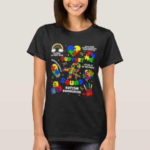 Steunteam autisme bewustzijn puzzelstukken lint t-shirt