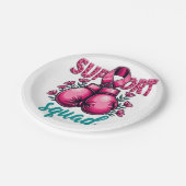 Steunteam Borstkanker Bewustzijn Handschoenen Doos Papieren Bordje (Gekanteld)