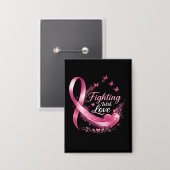Steunteam Borstkankerbewustzijn roze lint  Button (Voorkant / Achterkant)