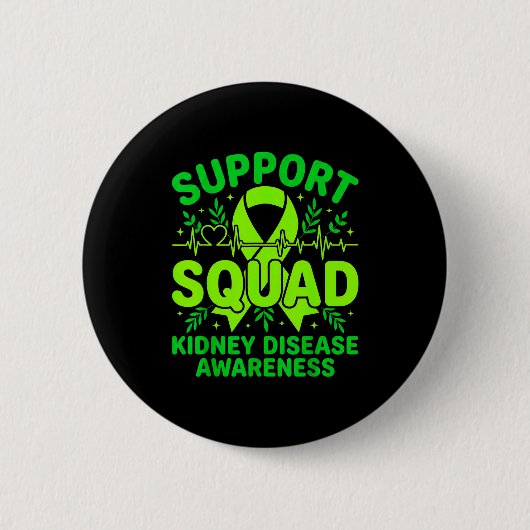 Steunteam groene lint nierziekte ronde button 5,7 cm (Voorkant)