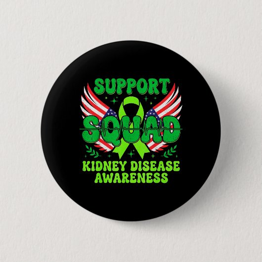 Steunteam Groene Lint Nierziekte Ronde Button 5,7 Cm (Voorkant)