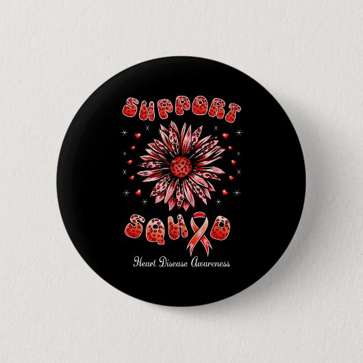 Steunteam Hartziekte Bewustzijn Rode Lint S Ronde Button 5,7 Cm (Voorkant)