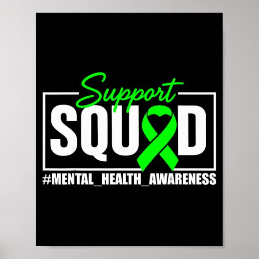 Steunteam mentale gezondheidsbewustzijn groen poster (Voorkant)