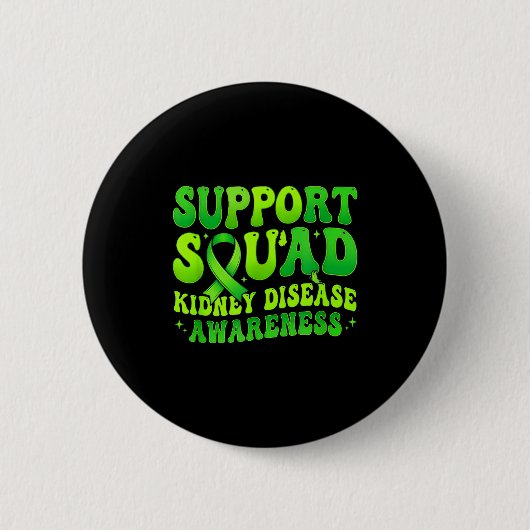 Steunteam nierziekte bewustzijn groen ronde button 5,7 cm (Voorkant)