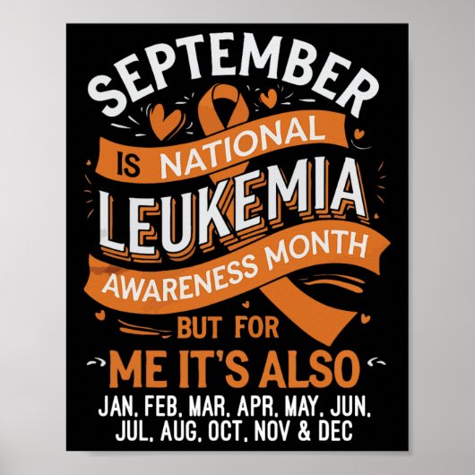 Steunteam Oranje Lint Leukemie Bloedkanker  Poster (Voorkant)