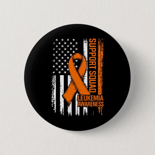 Steunteam Oranje Lint Leukemie Bloedkanker Ronde Button 5,7 Cm (Voorkant)