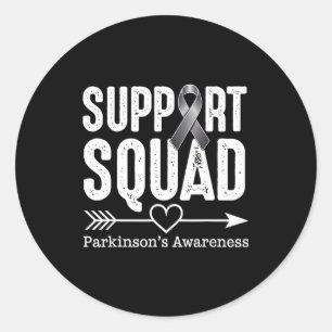 Steunteam parkinson bewustzijn grijze lint ronde sticker