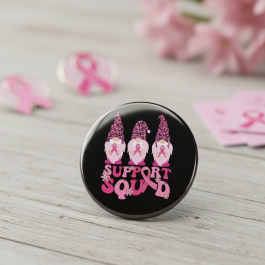 Steunteam Pink Lint Borstkanker Kabouters Ronde Button 4,0 Cm