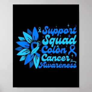 Steunteam Sunflower Colon Blauw Kanker Poster