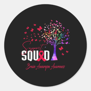 Steunteam voor hersenaneurysma bewustzijn ronde sticker
