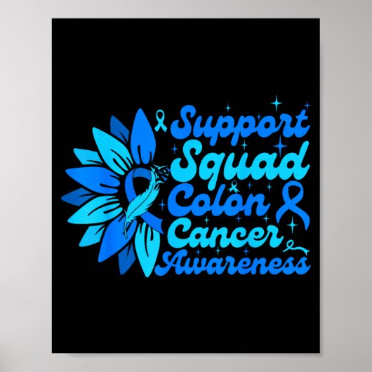 Steunteam zonnebloem darmkanker blauwe kanker poster (Voorkant)